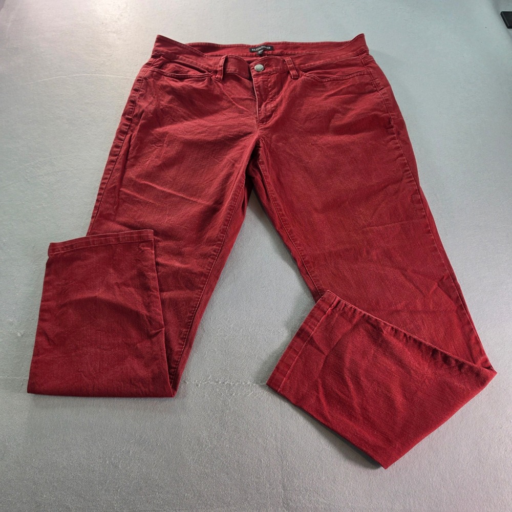 Eileen Fisher Womens Red Organic Cotton Stretch Straight Leg Pants Size 12